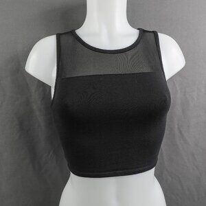 Womens Baby Tee Top Small Black Cropped Tank Y2K Retro Athleisure Clean Girl